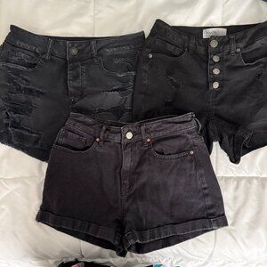 3 Jean Shorts Black Mudd Pacsun American Eagle Bundle Tomgirl Mom Short